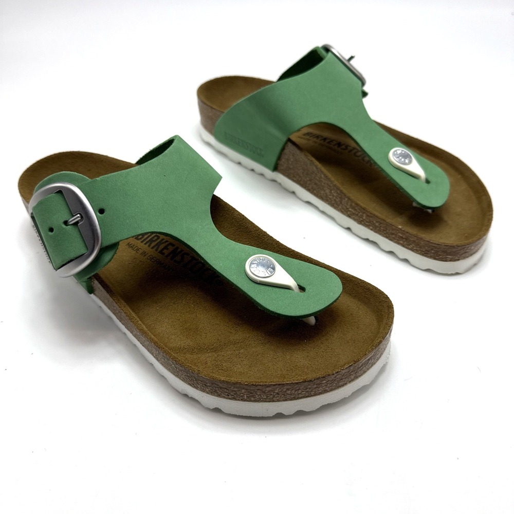 Birkenstock Gizeh Big Buckle Bold Jade Nubuck Leather Womens Size 5 - Picture 2 of 5